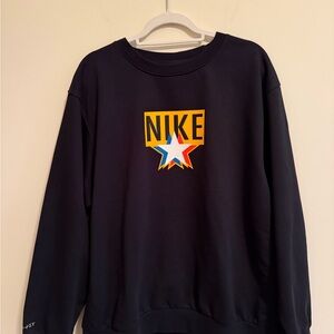 Nike Men's Black Crewneck Sweater with Star Logo